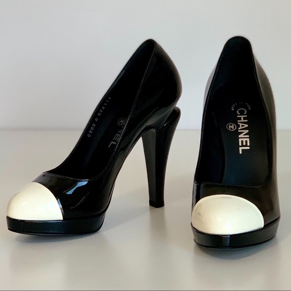 CHANEL Patent Leather Cap Toe Pumps - Picture 2 of 2